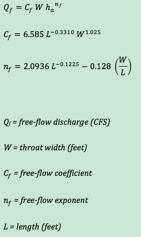 free-flow equation for custom Cutthroat flumes