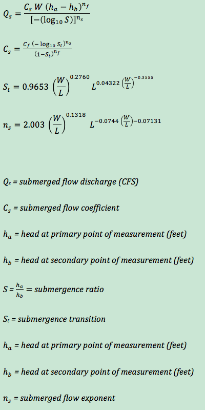 submerged flow equations for custom Cutthroat flumes