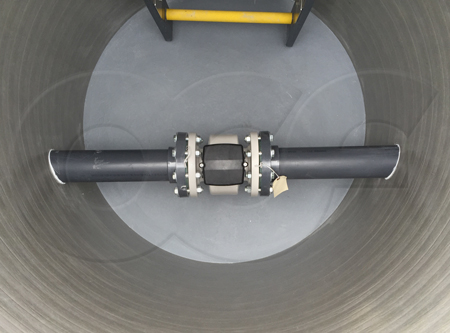 magnetic flow meter installed in a fiberglass flow metering manhole