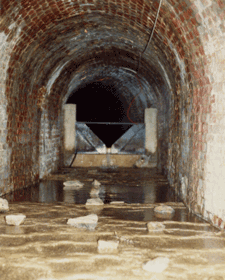 vee notch weir in brick tunnel